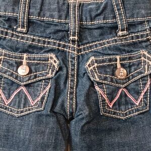Wrangler Baby Girl 3-6 Month Denim Jeans Rodeo Cowgirl Pink Pocket Stitching 3/6